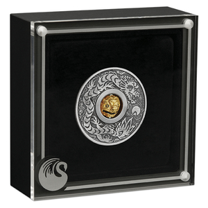 Tuvalu: Lunar III - Rok Smoka 1 uncja Srebra 2024 Rotating Charm Antiqued Coin