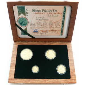 Zestaw 4 złotych monet Prestige Natura: Wild Cats of Africa - The Lion 2003 Proof