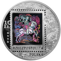 450 Aniversario del Servicio Postal Polaco coloreado 10 zloty Plata 2008 Proof