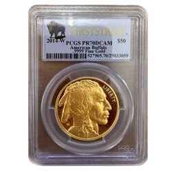 Bisonte Americano 1 oz Oro 2014-W PCGS PR70 DCAM First Strike