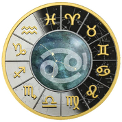 Camerún: Signos del Zodiaco - Cáncer coloreado, dorado Plata 2023 Black Proof