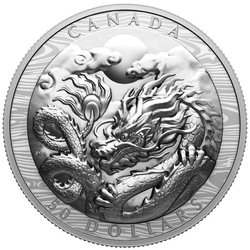 Canadá: Año del Dragón $50 Plata 2024 Proof Extraordinarily High Relief