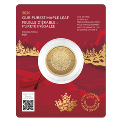 Canadá: "Nuestra hoja de arce más pura". - Hoja de Arce Canadiense 1 oz Oro 2025