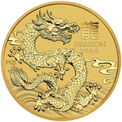 Casa de la Moneda de Perth: Lunar III - Año del Dragón 1/10 oz Oro 2024