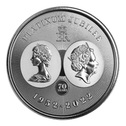 Islas Caimán: Jubileo de Platino de la Reina 1 oz Plata 2022 Prooflike