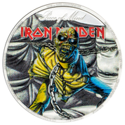 Islas Cook: Iron Maiden - Piece of Mind kolorowany 2 uncje Srebra 2023 Proof Ultra High Relief