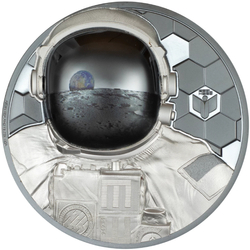 Islas Cook: Real Heroes - Astronauta coloreado 3 oz Plata 2024 Negra Proof Ultra Alto Relieve