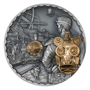 Islas Cook: Steampunk - Jet Pack bañado en oro 1000 gramos Plata 2023 Ultra Alto Relieve Antiqued Coin