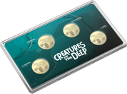 Juego de 4 monedas: Creatures of the Deep Aluminio Bronce 2023 Marca de ceca y Privy Mark