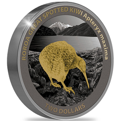 Kiwi pozłacany 2 uncje Srebra 2024 Black Proof High Relief