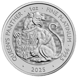 Las bestias reales de los Tudor: La Pantera de la Reina 1 oz Platino 2025