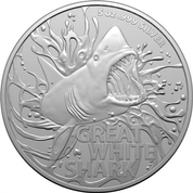 Las criaturas más peligrosas de Australia: El Gran Tiburón Blanco 5 oz Plata 2022