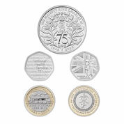 Lote de 5 monedas conmemorativas de cobre del Reino Unido 2023