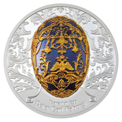 Mongolia: Peter Carl Fabergé - Tsarevich Huevo coloreado 2 oz Plata 2023 Proof Alto Relieve