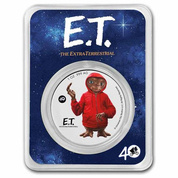 Niue: E.T. coloreado - 40 aniversario de la película 1 oz Plata 2022 Slab