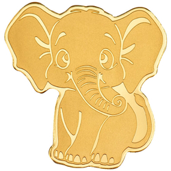 Palaos: Elefante 0,5 gramos Moneda de Seda de Oro