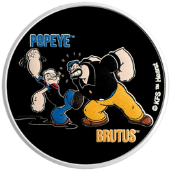 Samoa: Popeye and Brutus kolorowany 1 uncja Srebra 2024 