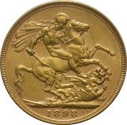 Soberano de Oro - Reina Victoria con velo 1893-1901