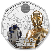 Star Wars: R2-D2 y C-3PO coloreados 50p Plata 2023 Proof