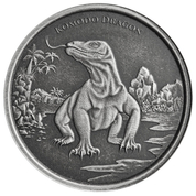 Tokelau: Dragón de Komodo 1 oz Plata 2022 Acabado Antiguo