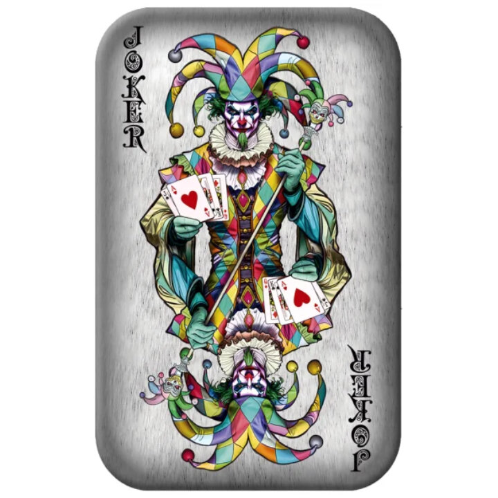 Asturmint: Cartas de Póquer - El Joker coloreado Lingote de Plata de 2 oz 2024 Acabado Antiguo