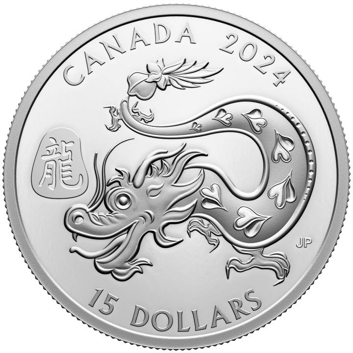 Canadá: Año Lunar del Dragón 1 oz Plata 2024 Proof