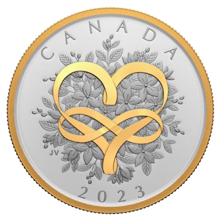 Canadá: Celebrate Love $20 Plata Chapada en Oro 2023 Proof