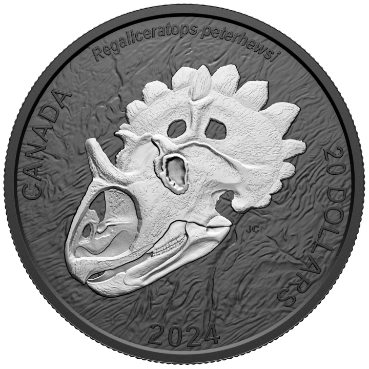 Canada: Discovering Dinosaurs - Royal Horned Face 1 uncja Srebra 2024 Matte Proof 