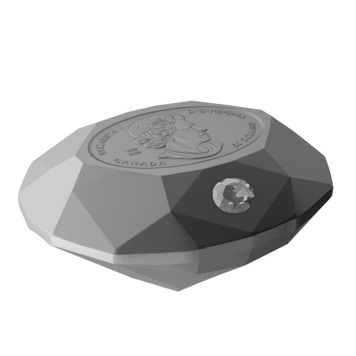 Canadá: Forevermark Etiqueta Negra Diamante Ovalado $50 Plata 2023 Forma Mate Proof Coin