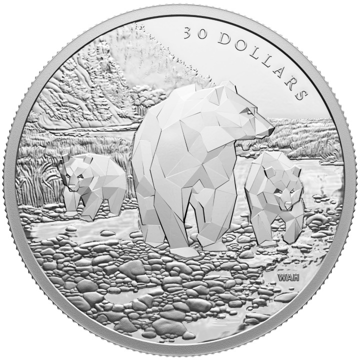 Canadá: Multifaceted Animal Family - Grizzly Bears 2 oz Plata 2023 Proof