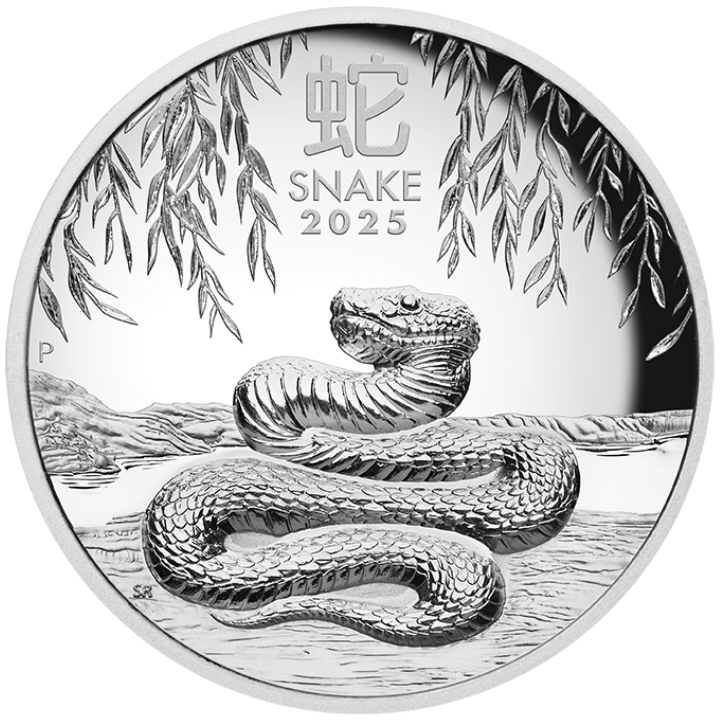 Casa de la Moneda de Perth: Lunar III - Año de la Serpiente 1 oz Plata 2025 Proof Alto Relieve