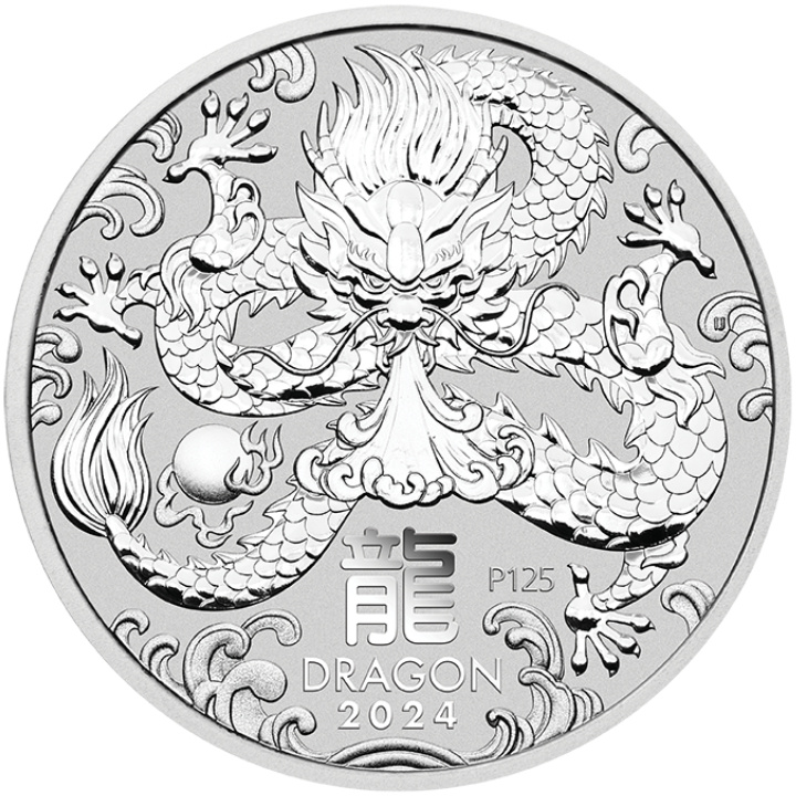 Casa de la Moneda de Perth: Lunar III - Año del Dragón 1/2 oz Plata 2024