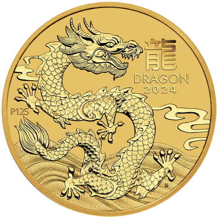 Casa de la Moneda de Perth: Lunar III - Año del Dragón 1/20 oz Oro 2024