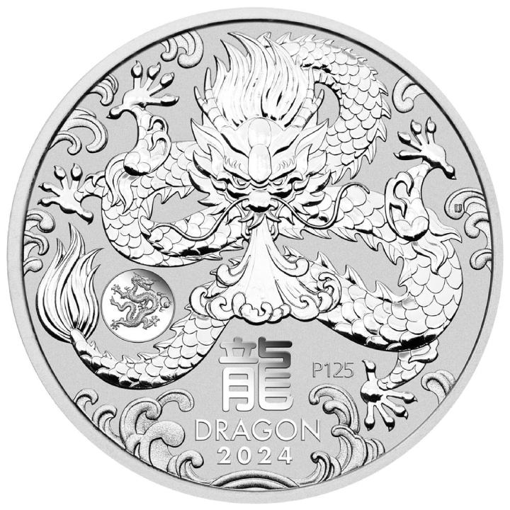 Casa de la Moneda de Perth: Lunar III - Año del Dragón 1 oz Plata 2024 Dragon Privy Mark