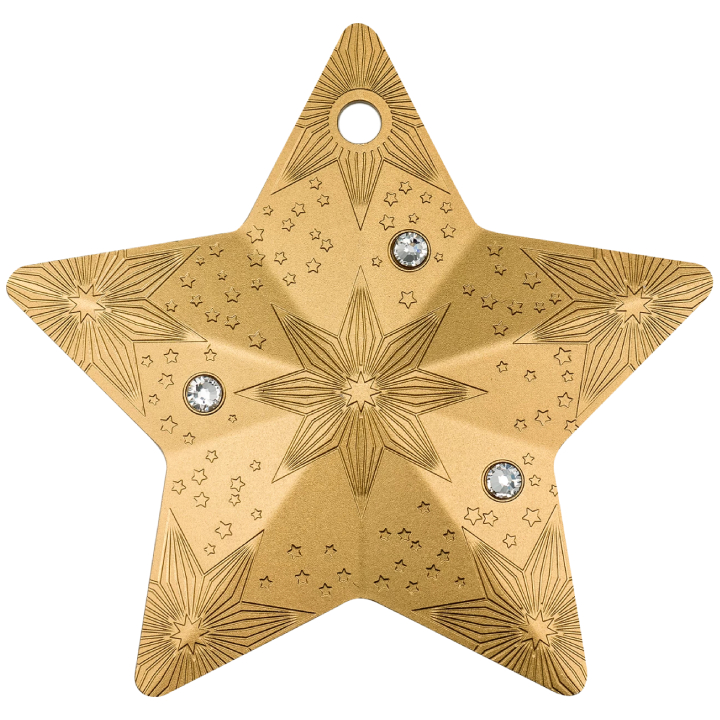 Cook Islands: Holiday Ornament - Starry Sky pozłacany 1 uncja Srebra 2024 Silk Coin