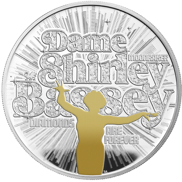 Dame Shirley Bassey coloreada 1 oz Plata 2023 Proof