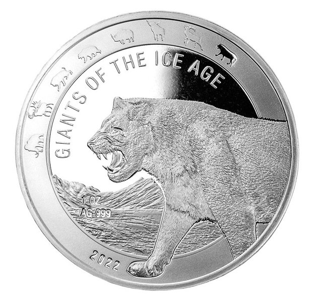 Ghana: Gigantes de la Edad de Hielo - León Cavernario 1 oz Plata 2022