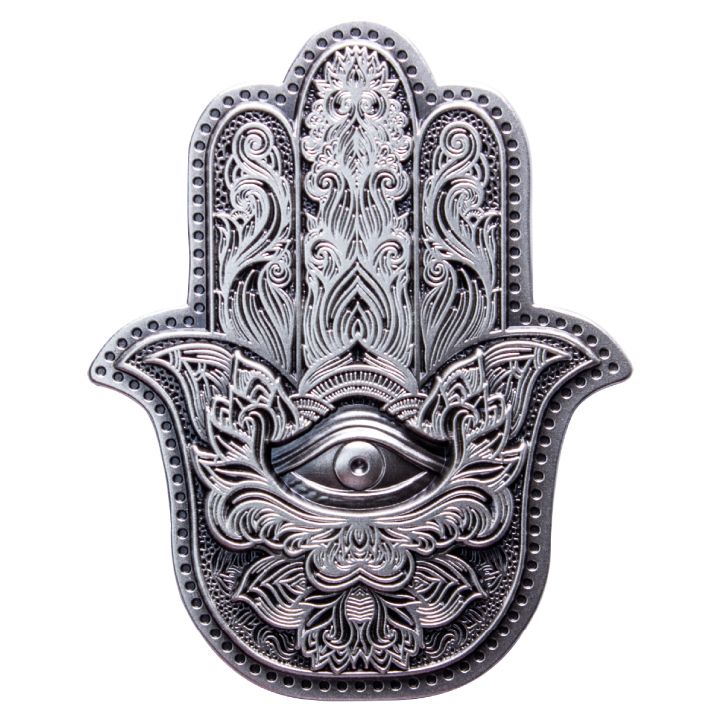 Hamsa 2 oz Plata 2022 Apilable Alto Relieve Antiguo