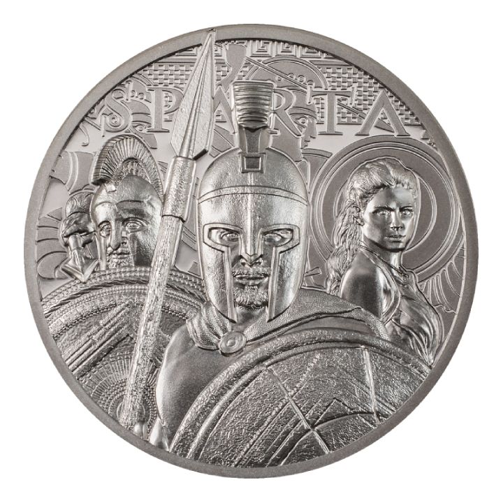 Islas Cook: Sparta 1 oz Platino 2023 Proof Ultra Alto Relieve