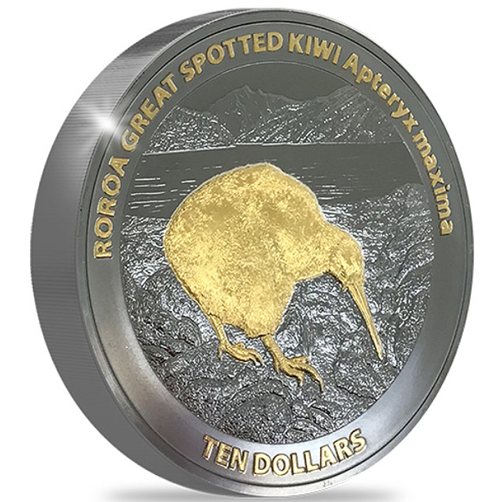 Kiwi pozłacany 5 uncji Srebra 2024 Black Proof