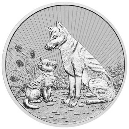 La Próxima Generación: Madre y bebé Dingo 2 oz Plata 2022 Piedfort Moneda de Oro Individual