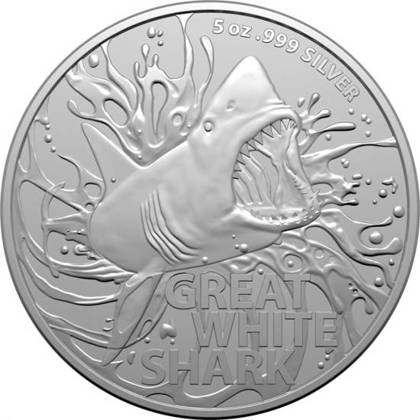 Las criaturas más peligrosas de Australia: El Gran Tiburón Blanco 5 oz Plata 2022