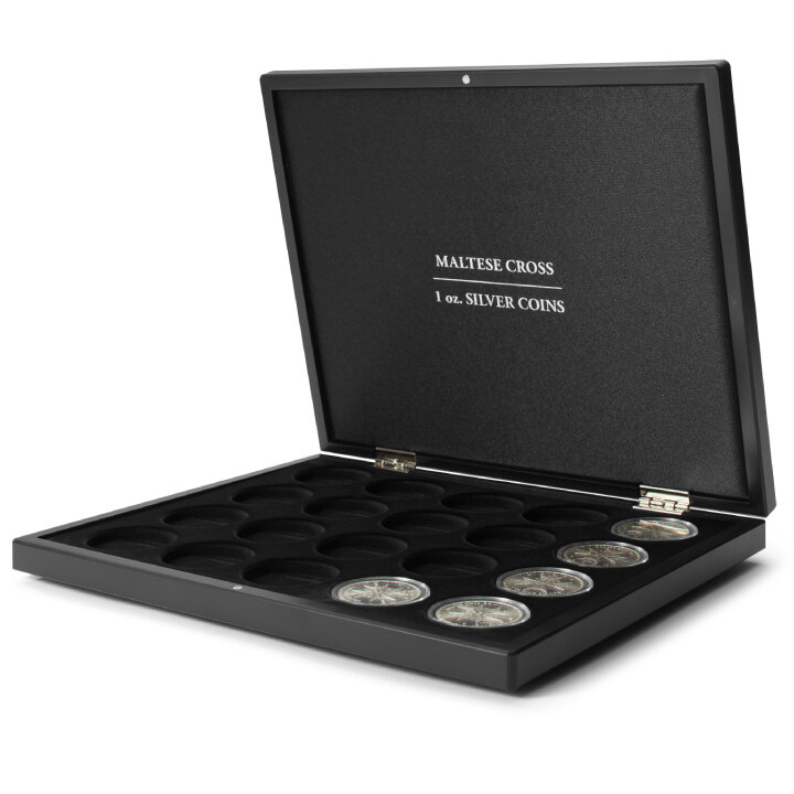 Leuchtturm - Estuches de presentación Volterra para 20 monedas de plata de 1 oz "Cruz de Malta" en cápsulas