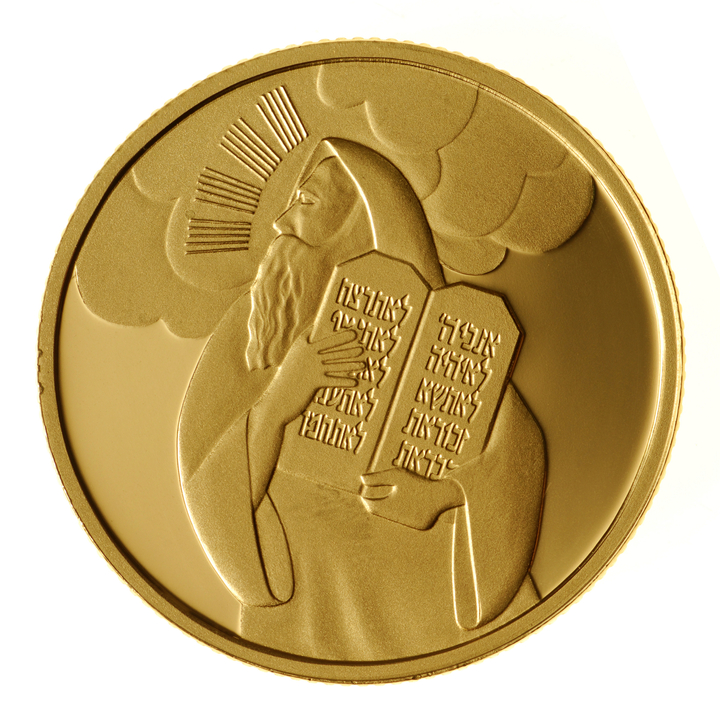 Moisés y los Diez Mandamientos 10 NIS Oro 2005 Proof