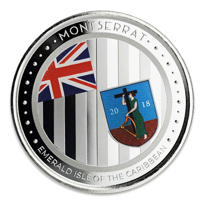 Montserrat: Isla Esmeralda del Caribe coloreada 1 oz Plata 2018 Proof