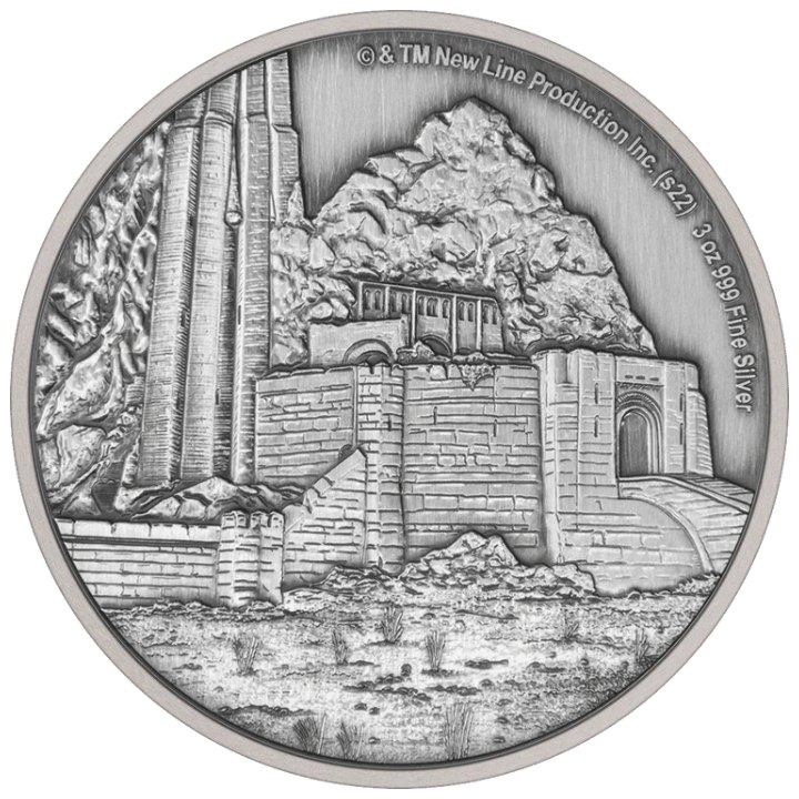 Niue: El Señor de los Anillos - Abismo de Helm 3 oz Plata 2022 Acabado Antiguo