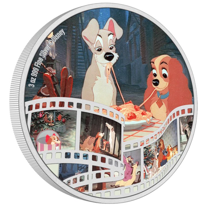 Niue: Obras Maestras del Cine Disney - La Dama y el Vagabundo 3 oz Plata 2023 Proof