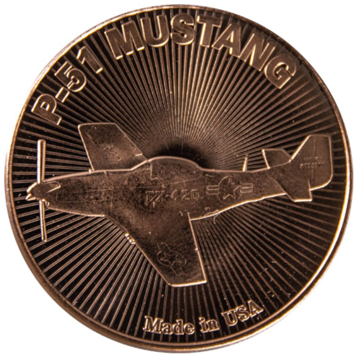 P-51 Mustang Fighter 1 oz Cobre