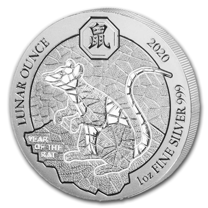 Ruanda: Lunar - Año de la Rata 1 oz Plata 2020