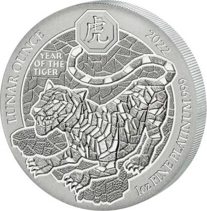 Ruanda: Lunar - Año del Tigre 1 oz Platino 2022